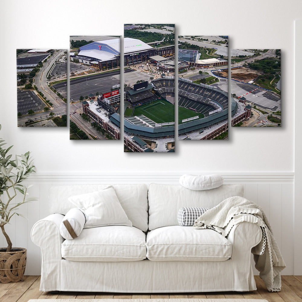 Globe Life Field Aerial View, Stadium Canvas, Sport Art, Gift for him, 5 Panel, Large Canvas, Canvas Print Wall Art