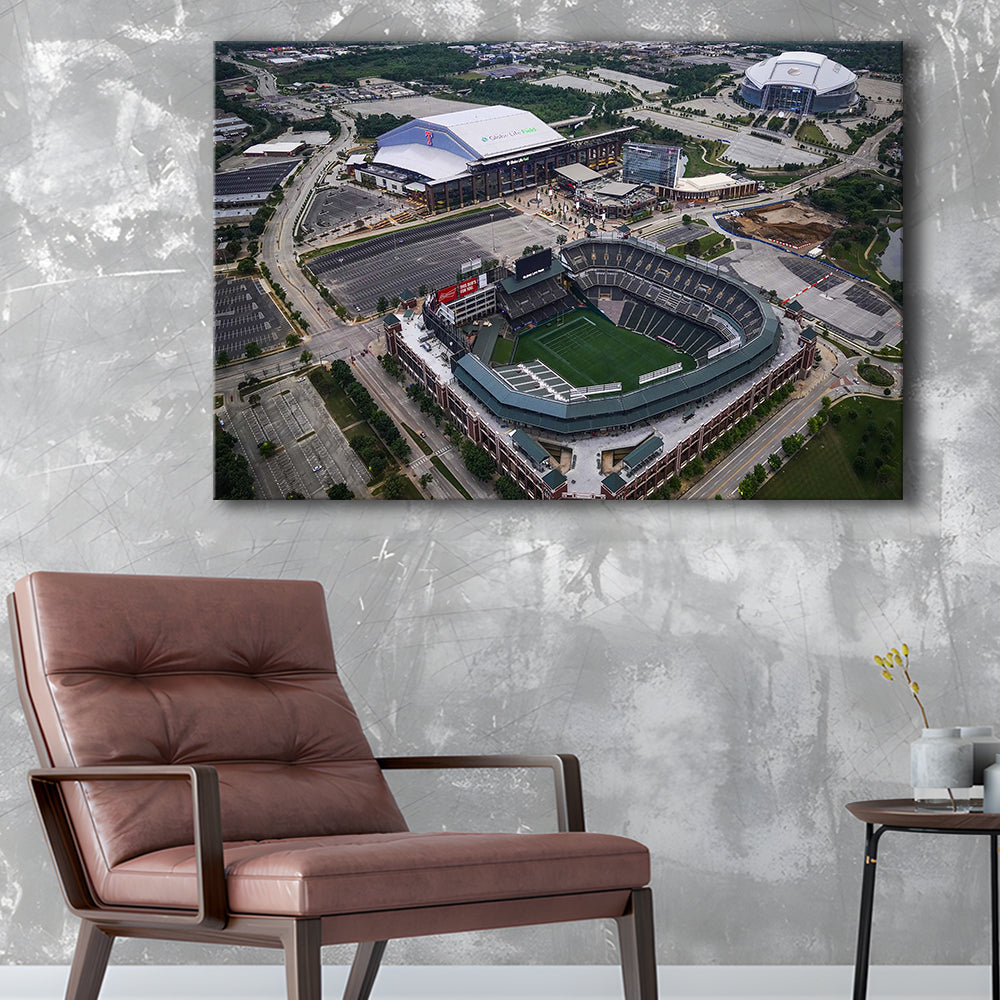 Globe Life Field Aerial View, Stadium Canvas, Sport Art, Gift for him, Man Cave Decor, Art Print, Canvas Print Wall Art