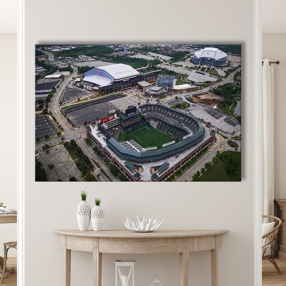 Globe Life Field Aerial View, Stadium Canvas, Sport Art, Gift for him, Man Cave Decor, Art Print, Canvas Print Wall Art