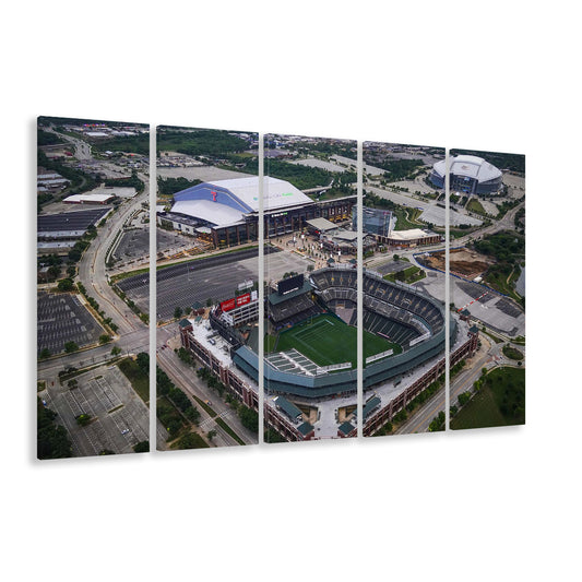 Globe Life Field Aerial View, Stadium Canvas, Sport Art, 5 Panel B, Extra Large Canvas, Canvas Print Wall Art