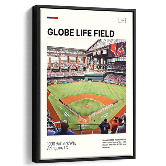 Globe Life Field Print, Texas Rangers Stadium Canvas Art, Man Cave Gift, Floating Framed Canvas Print Wall Art
