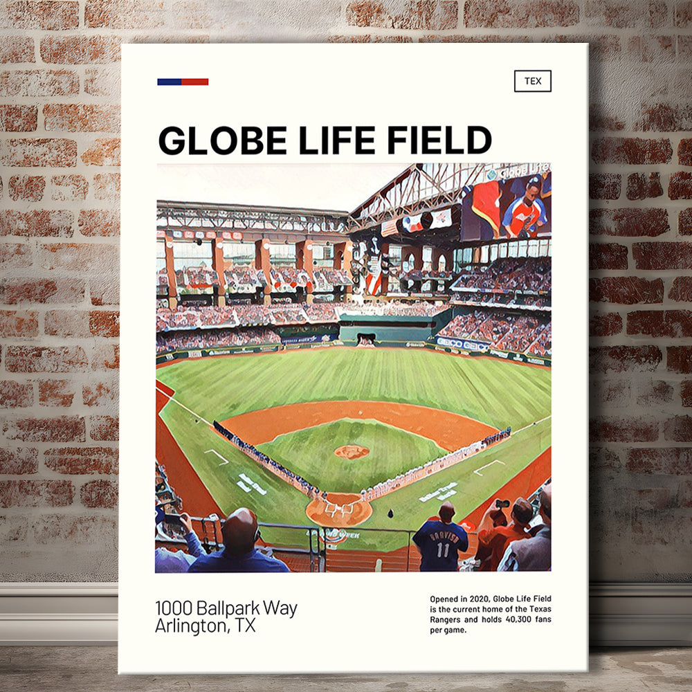 Globe Life Field Print, Texas Rangers Stadium Canvas Art, Fan Gifts, Sport Art, Canvas Print Wall Art