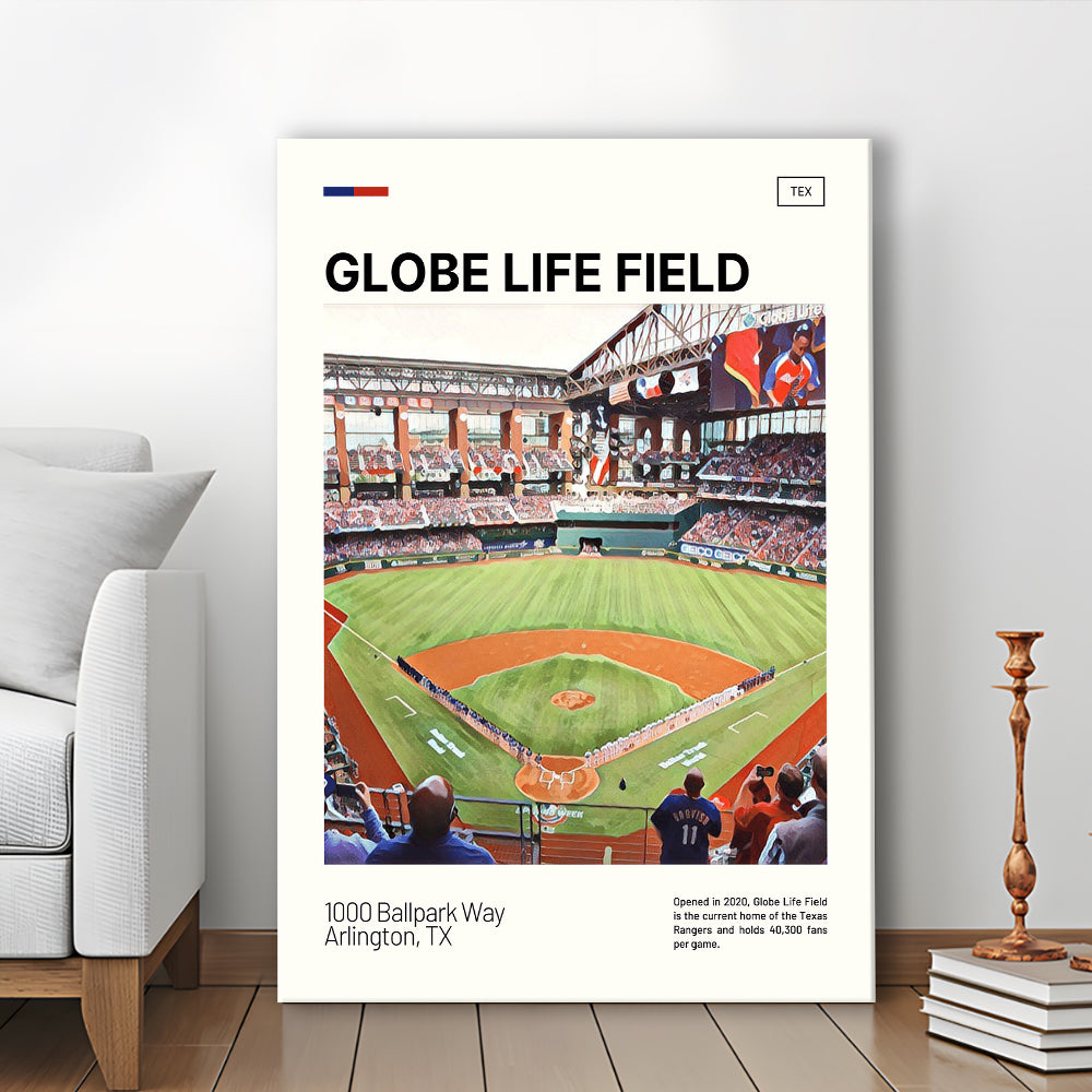 Globe Life Field Print, Texas Rangers Stadium Canvas Art, Fan Gifts, Sport Art, Canvas Print Wall Art