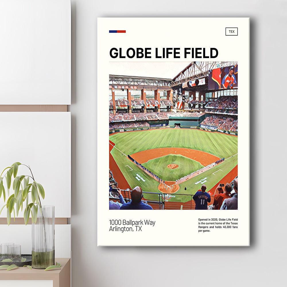 Globe Life Field Print, Texas Rangers Stadium Canvas Art, Fan Gifts, Sport Art, Canvas Print Wall Art