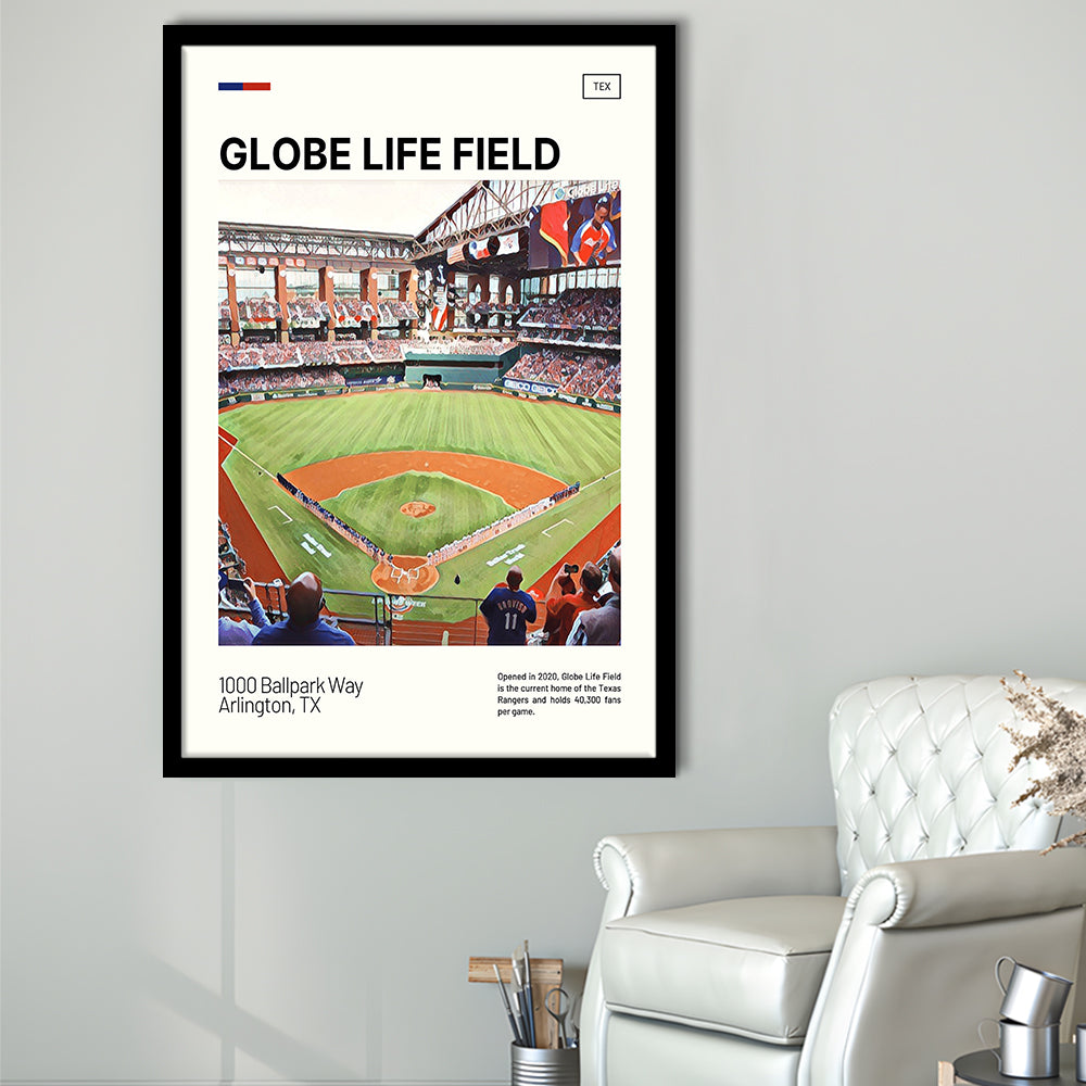 Globe Life Field Print, Texas Rangers Stadium Art, Gifts for him, Sport Art, Framed Art Print Wall Decor