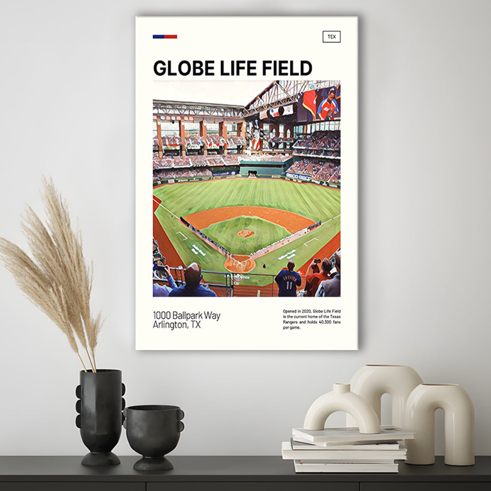 Globe Life Field Print, Texas Rangers Stadium Canvas Art, Fan Gifts, Sport Art, Canvas Print Wall Art
