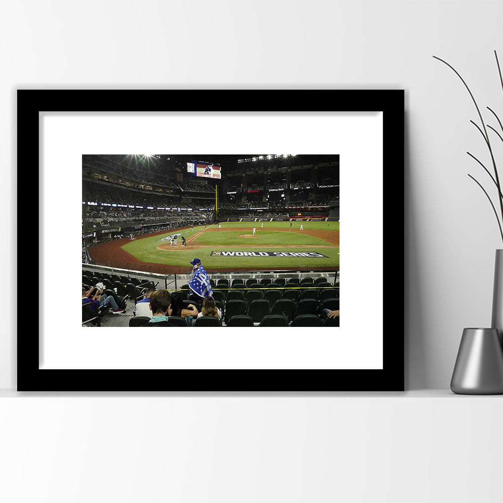 Globe Life Field, Stadium Canvas, Sport Art, Gift for him, White Border Framed Art Print Wall Decor
