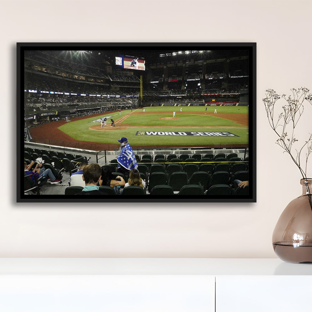 Globe Life Field, Stadium Canvas, Sport Art, Framed Canvas Print Wall Art, Floating Frame
