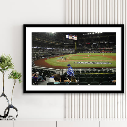 Globe Life Field, Stadium Canvas, Sport Art, Gift for him, White Border Framed Art Print Wall Decor