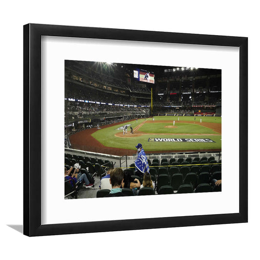 Globe Life Field, Stadium Canvas, Sport Art, Gift for him, White Border Framed Art Print Wall Decor