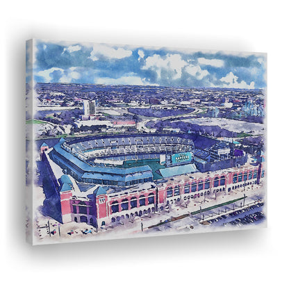 Globe Life Field Painting Stadium Watercolor, Arlington Texas Baseball, Sport Art, Gifts for him, Canvas Print Wall Art