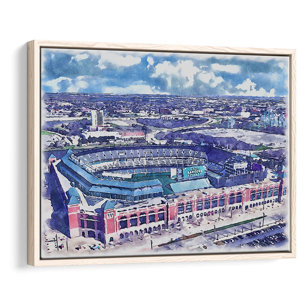 Globe Life Field Painting Stadium Watercolor, Arlington Texas Baseball, Sport Gift Art, Framed Canvas Print Wall Art