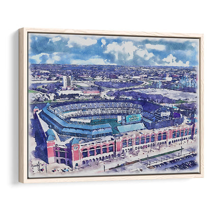 Globe Life Field Painting Stadium Watercolor, Arlington Texas Baseball, Sport Gift Art, Framed Canvas Print Wall Art
