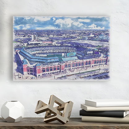 Globe Life Field Painting Stadium Watercolor, Arlington Texas Baseball, Sport Art, Gifts for him, Canvas Print Wall Art