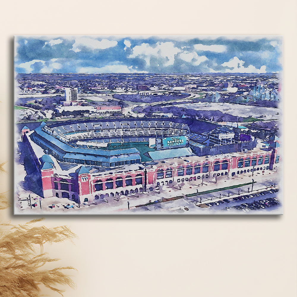 Globe Life Field Painting Stadium Watercolor, Arlington Texas Baseball, Sport Art, Gifts for him, Canvas Print Wall Art