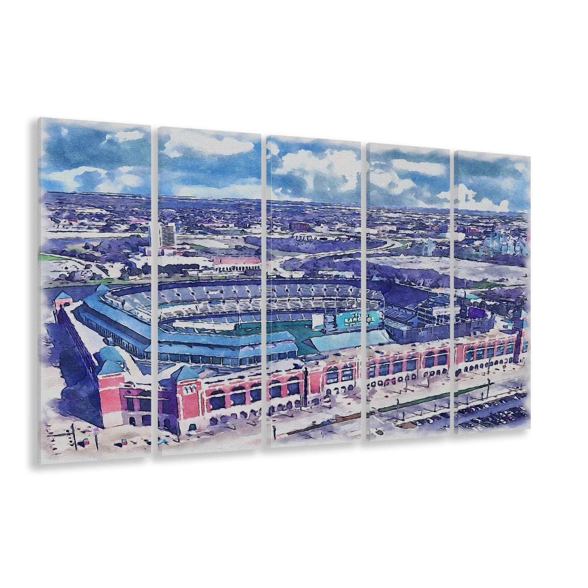 Globe Life Field Painting Stadium Watercolor, Arlington Texas Baseball, Sport Art, Extra Large Canvas Print Wall Art
