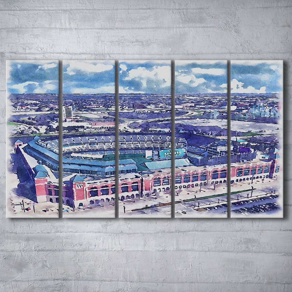 Globe Life Field Painting Stadium Watercolor, Arlington Texas Baseball, Sport Art, Extra Large Canvas Print Wall Art
