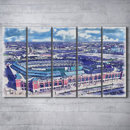 Globe Life Field Painting Stadium Watercolor, Arlington Texas Baseball, Sport Art, Extra Large Canvas Print Wall Art