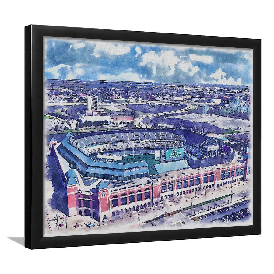 Globe Life Field Painting Stadium Watercolor, Arlington Texas Baseball, Sport Gift Art, Framed Art Print Wall Decor