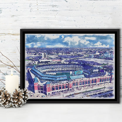Globe Life Field Painting Stadium Watercolor, Arlington Texas Baseball, Sport Gift Art, Framed Canvas Print Wall Art