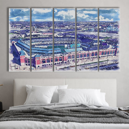 Globe Life Field Painting Stadium Watercolor, Arlington Texas Baseball, Sport Art, Extra Large Canvas Print Wall Art