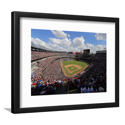 Globe Life Field in Arlington, Stadium Canvas, Sport Art, Gift for him, White Border Framed Art Print Wall Decor