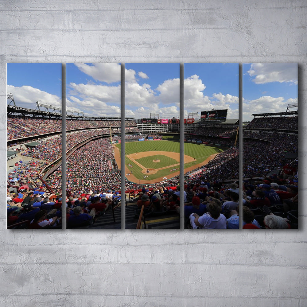 Globe Life Field in Arlington, Stadium Canvas, Sport Art, 5 Panel B, Extra Large Canvas, Canvas Print Wall Art