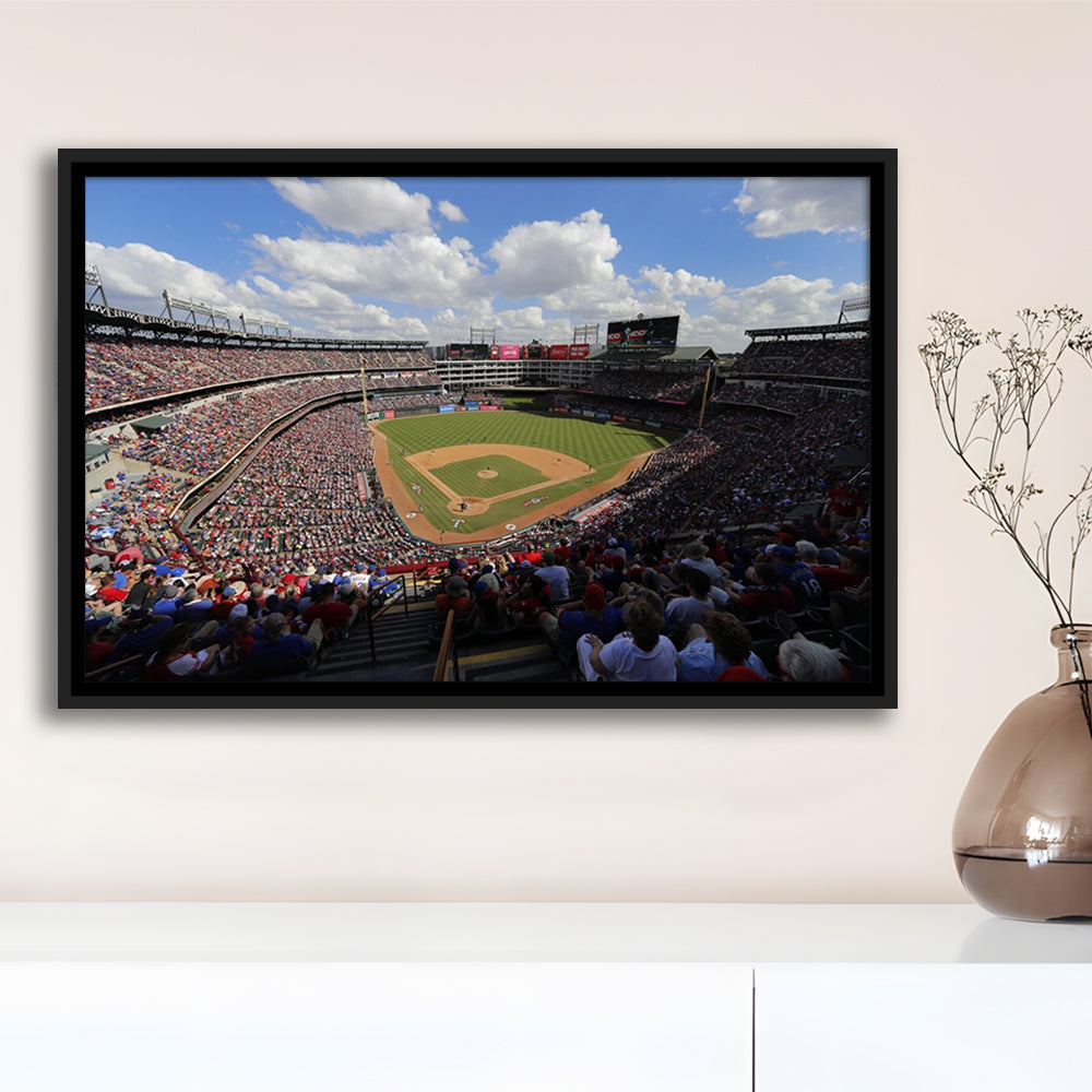 Globe Life Field in Arlington, Stadium Canvas, Sport Art, Framed Canvas Print Wall Art, Floating Frame