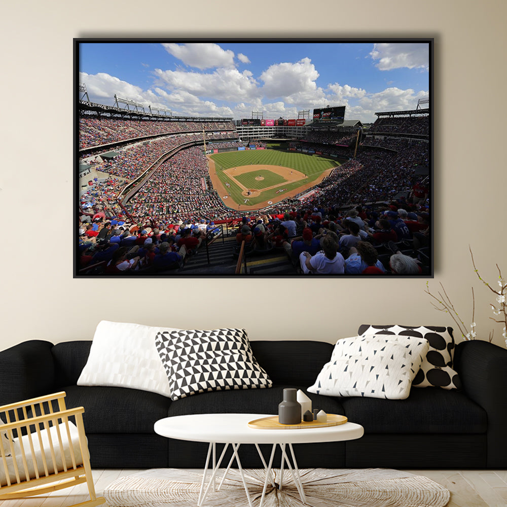 Globe Life Field in Arlington, Stadium Canvas, Sport Art, Framed Canvas Print Wall Art, Floating Frame