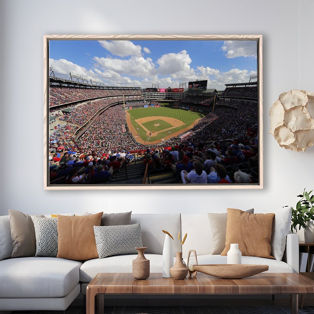 Globe Life Field in Arlington, Stadium Canvas, Sport Art, Framed Canvas Print Wall Art, Floating Frame