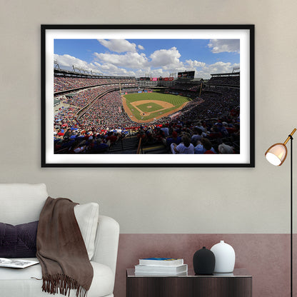 Globe Life Field in Arlington, Stadium Canvas, Sport Art, Gift for him, White Border Framed Art Print Wall Decor