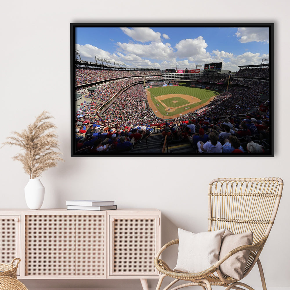 Globe Life Field in Arlington, Stadium Canvas, Sport Art, Framed Canvas Print Wall Art, Floating Frame