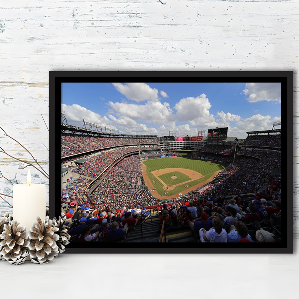 Globe Life Field in Arlington, Stadium Canvas, Sport Art, Framed Canvas Print Wall Art, Floating Frame