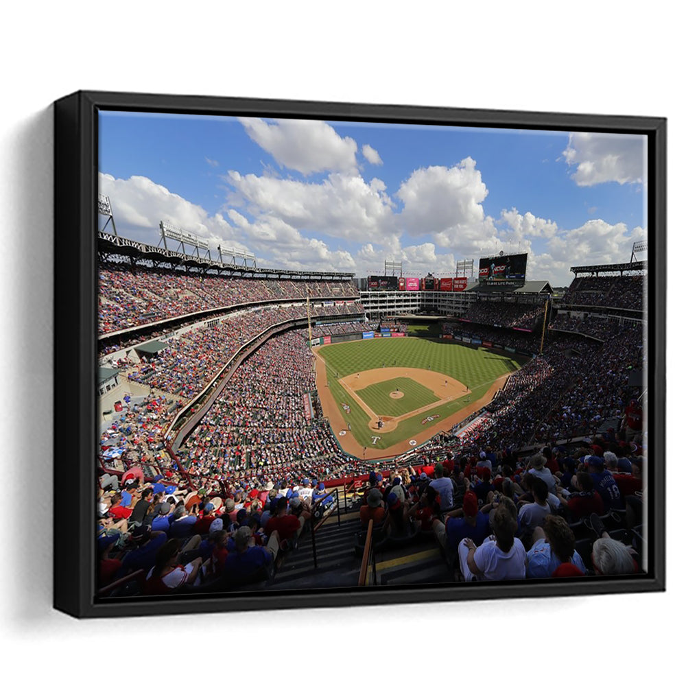 Globe Life Field in Arlington, Stadium Canvas, Sport Art, Framed Canvas Print Wall Art, Floating Frame