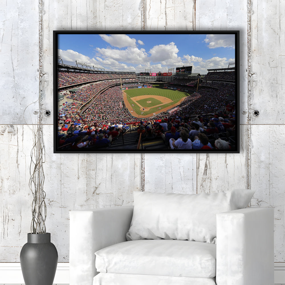 Globe Life Field in Arlington, Stadium Canvas, Sport Art, Framed Canvas Print Wall Art, Floating Frame
