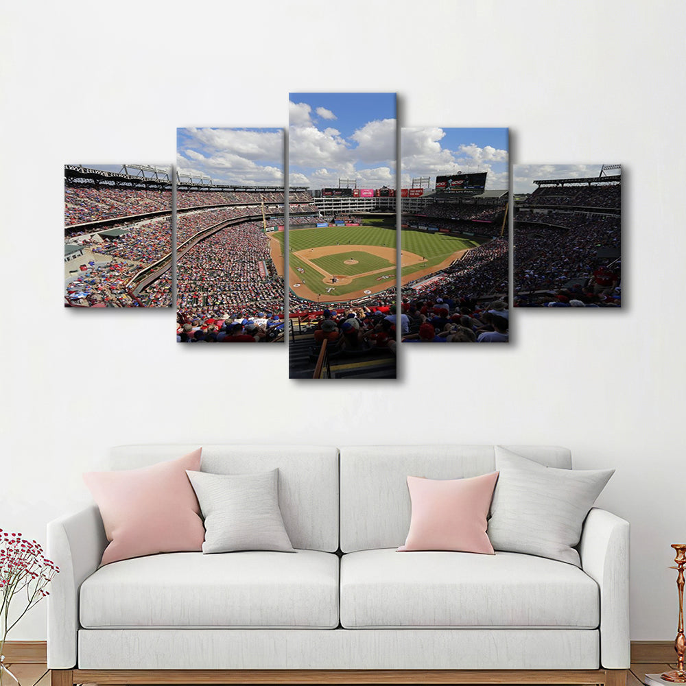 Globe Life Field in Arlington, Stadium Canvas, Sport Art, Gift for him, 5 Panel, Large Canvas, Canvas Print Wall Art