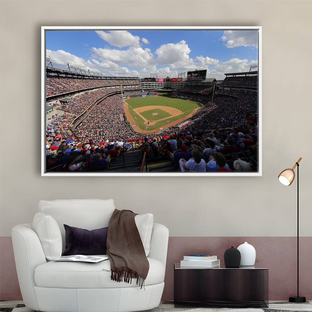 Globe Life Field in Arlington, Stadium Canvas, Sport Art, Framed Canvas Print Wall Art, Floating Frame