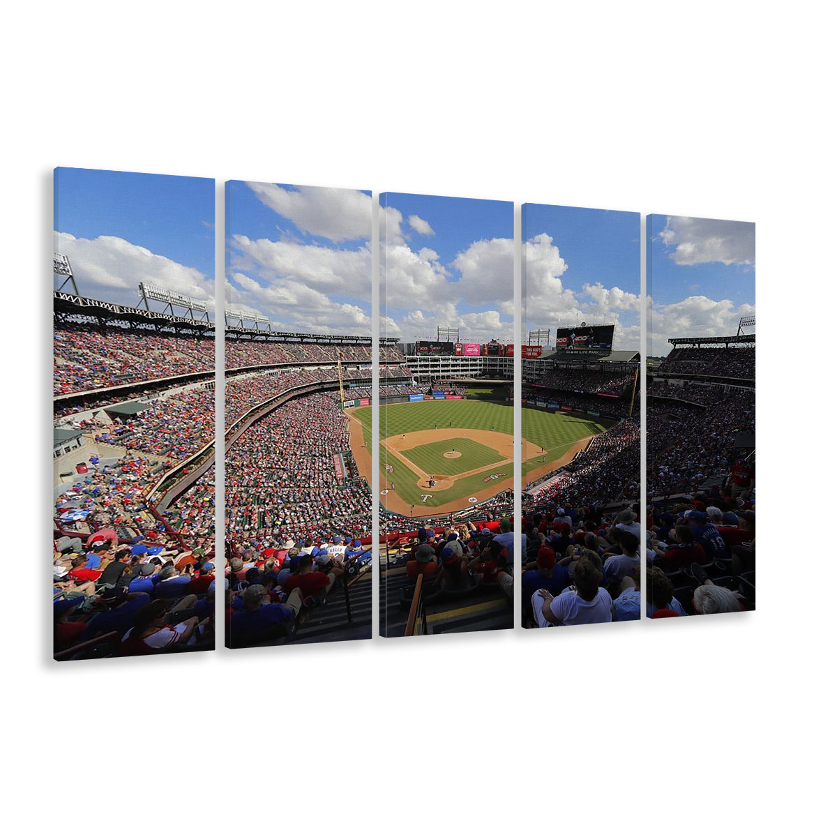 Globe Life Field in Arlington, Stadium Canvas, Sport Art, 5 Panel B, Extra Large Canvas, Canvas Print Wall Art