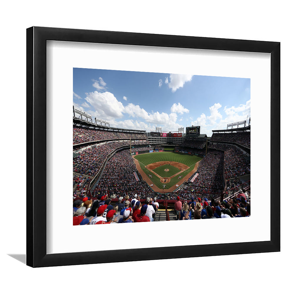 Globe Life Field in Texas, Stadium Canvas, Sport Art, Fan Gifts, White Border Framed Art Print Wall Decor