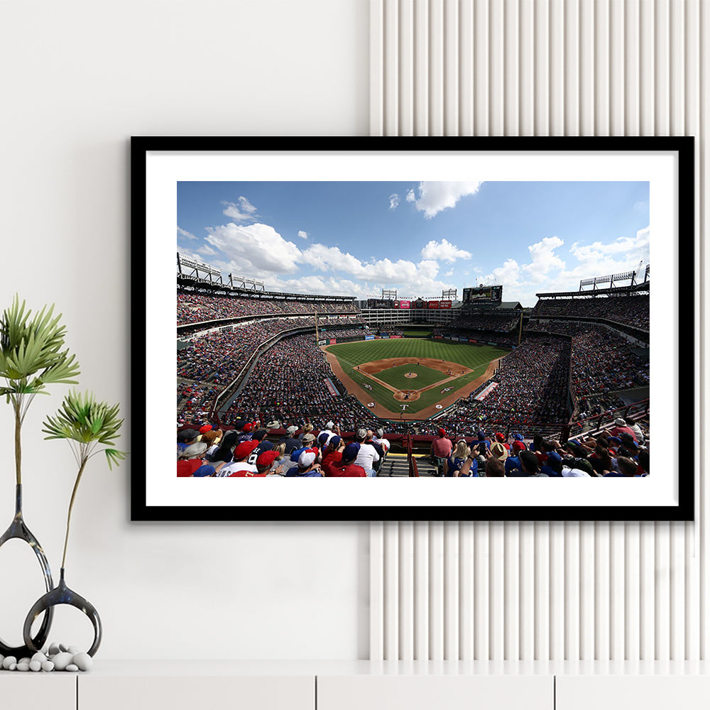 Globe Life Field in Texas, Stadium Canvas, Sport Art, Fan Gifts, White Border Framed Art Print Wall Decor
