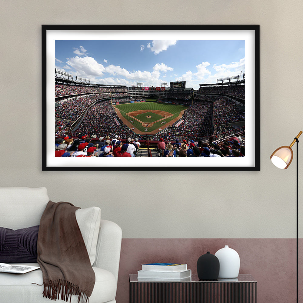 Globe Life Field in Texas, Stadium Canvas, Sport Art, Fan Gifts, White Border Framed Art Print Wall Decor
