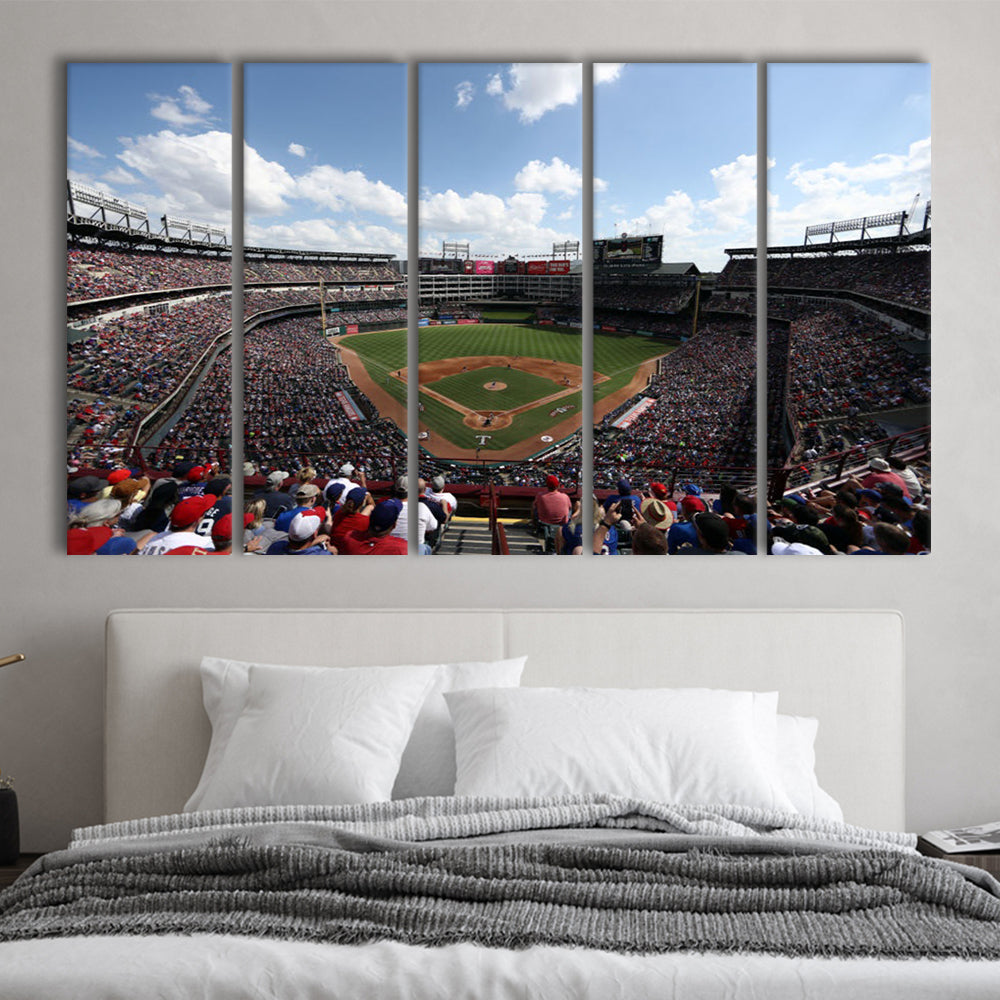 Globe Life Field in Texas, Stadium Canvas, Sport Art, Fan Gifts, 5 Panel B, Extra Large Canvas, Canvas Print Wall Art