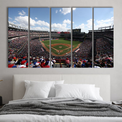 Globe Life Field in Texas, Stadium Canvas, Sport Art, Fan Gifts, 5 Panel B, Extra Large Canvas, Canvas Print Wall Art