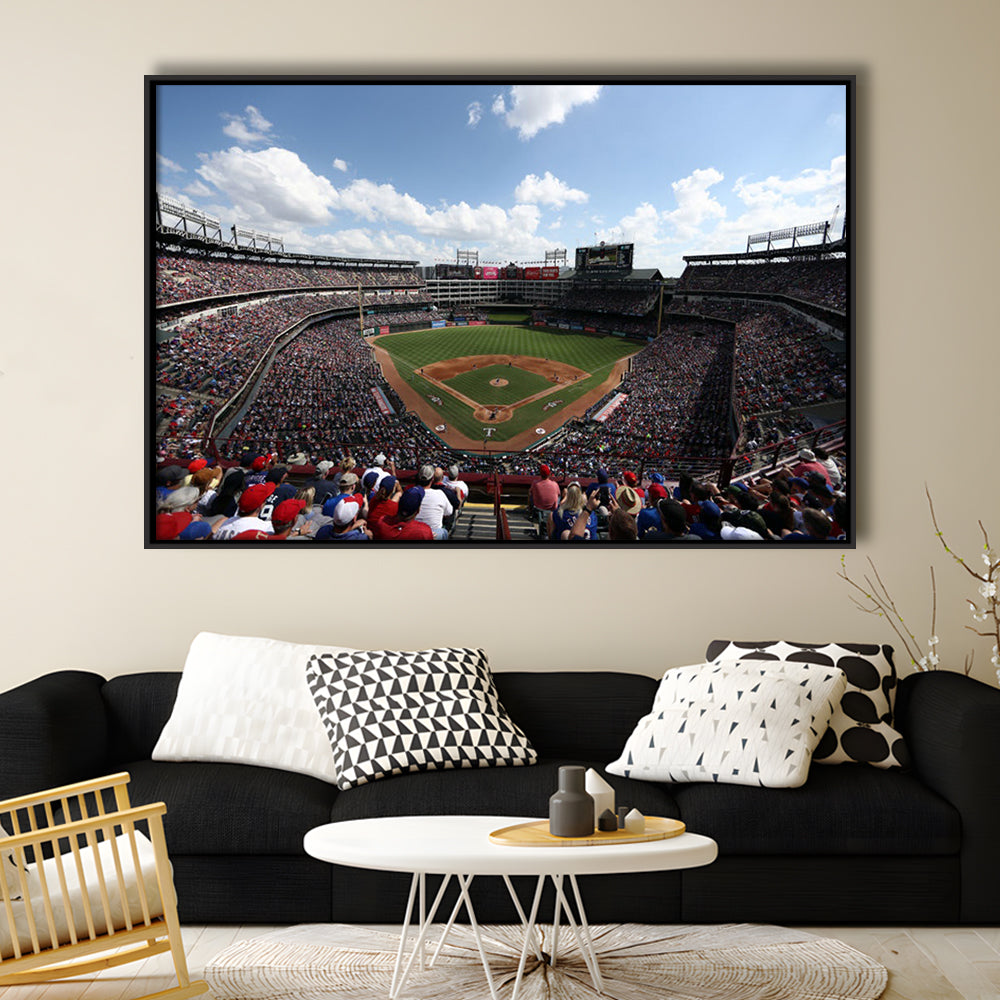 Globe Life Field in Texas, Stadium Canvas, Sport Art, Fan Gifts, Framed Canvas Print Wall Art, Floating Frame