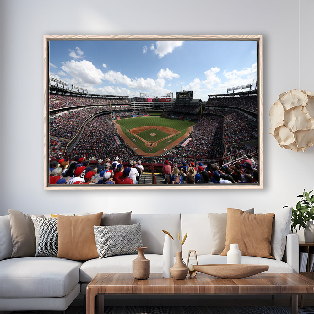 Globe Life Field in Texas, Stadium Canvas, Sport Art, Fan Gifts, Framed Canvas Print Wall Art, Floating Frame