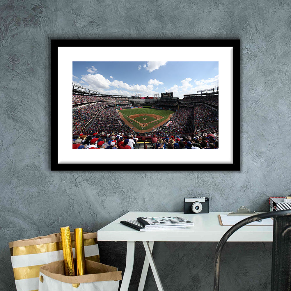 Globe Life Field in Texas, Stadium Canvas, Sport Art, Fan Gifts, White Border Framed Art Print Wall Decor