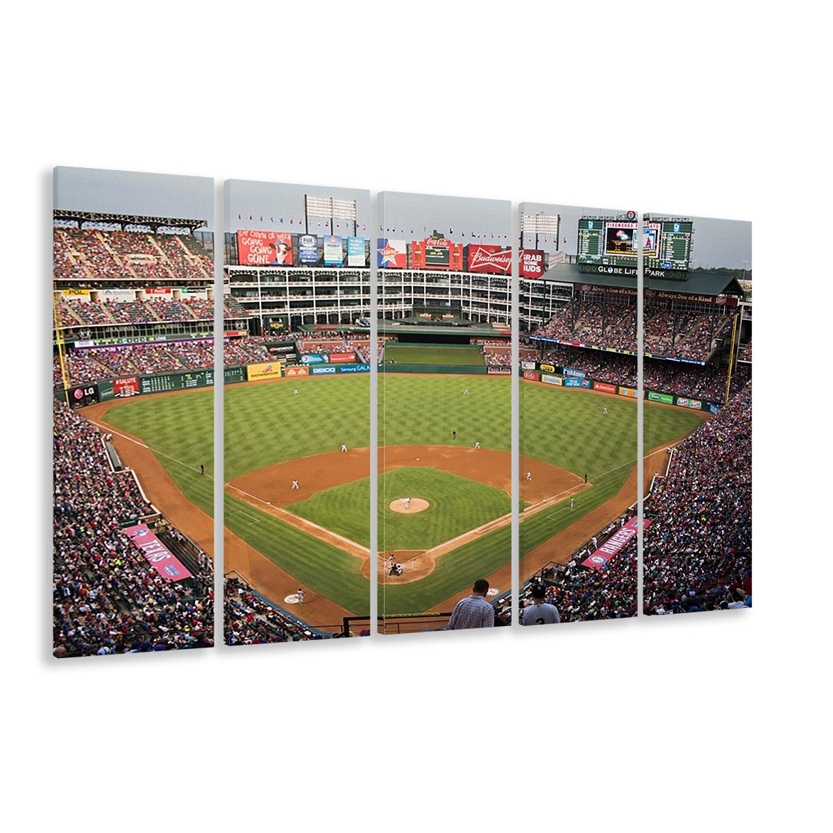 Globe Life Park, Stadium Canvas, Sport Art, 5 Panel B, Extra Large Canvas, Canvas Print Wall Art