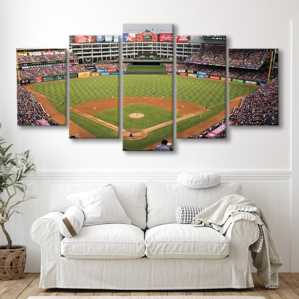 Globe Life Park, Stadium Canvas, Sport Art, Gift for him, 5 Panel, Large Canvas, Canvas Print Wall Art