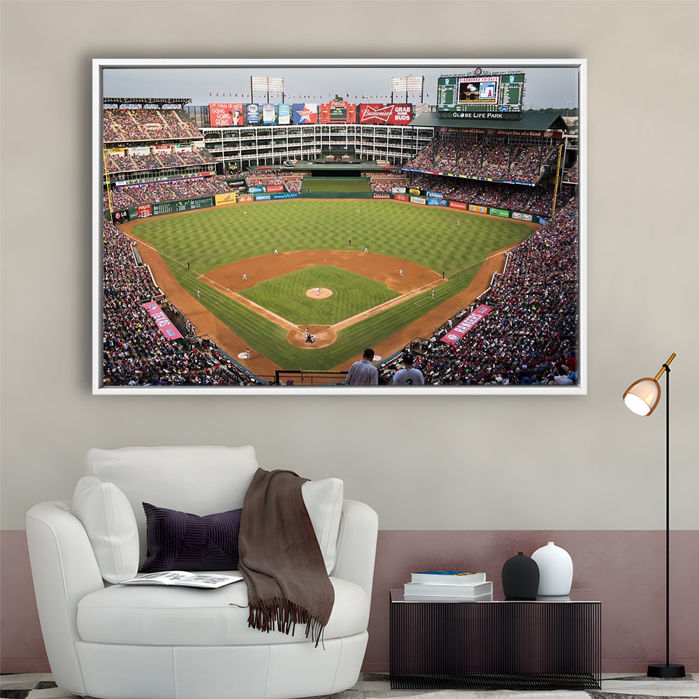 Globe Life Park, Stadium Canvas, Sport Art, Framed Canvas Print Wall Art, Floating Frame