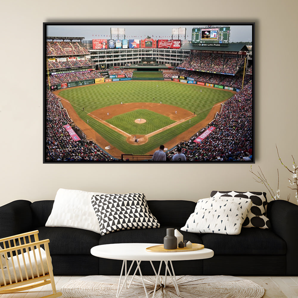 Globe Life Park, Stadium Canvas, Sport Art, Framed Canvas Print Wall Art, Floating Frame